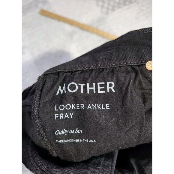 Mother Jeans Women 26 Black Distressed Skinny Looker Ankle Fray Guilty As Sin - Picture 4 of 9